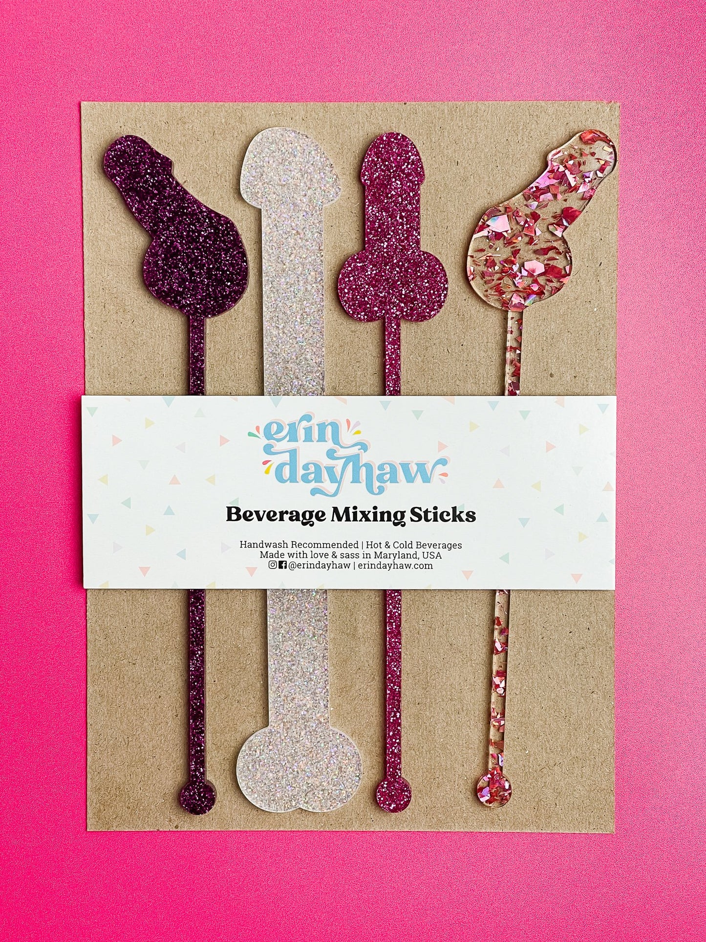 Glitter Penis Shape Drink Stirrers