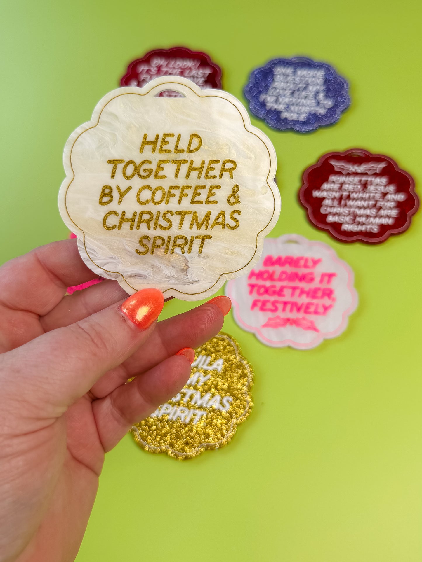 Held Together By Coffee & Christmas Spirit Ornament