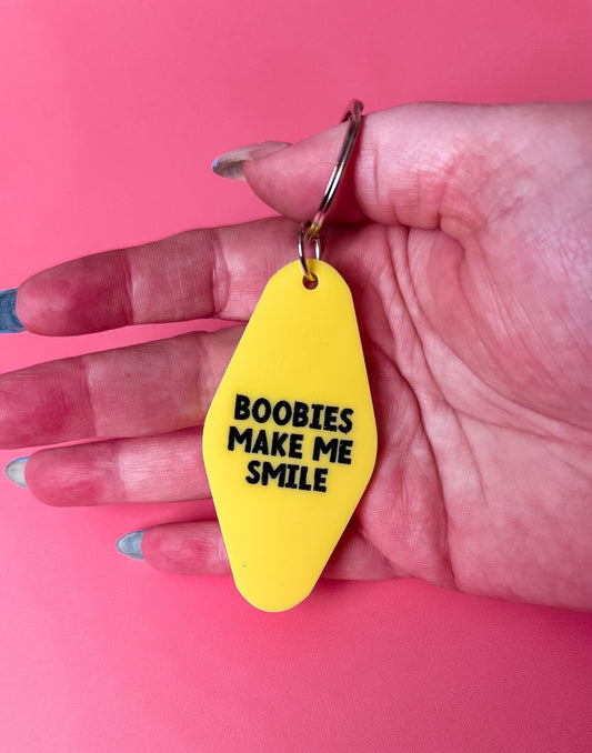 Boobies Make Me Smile Keychain