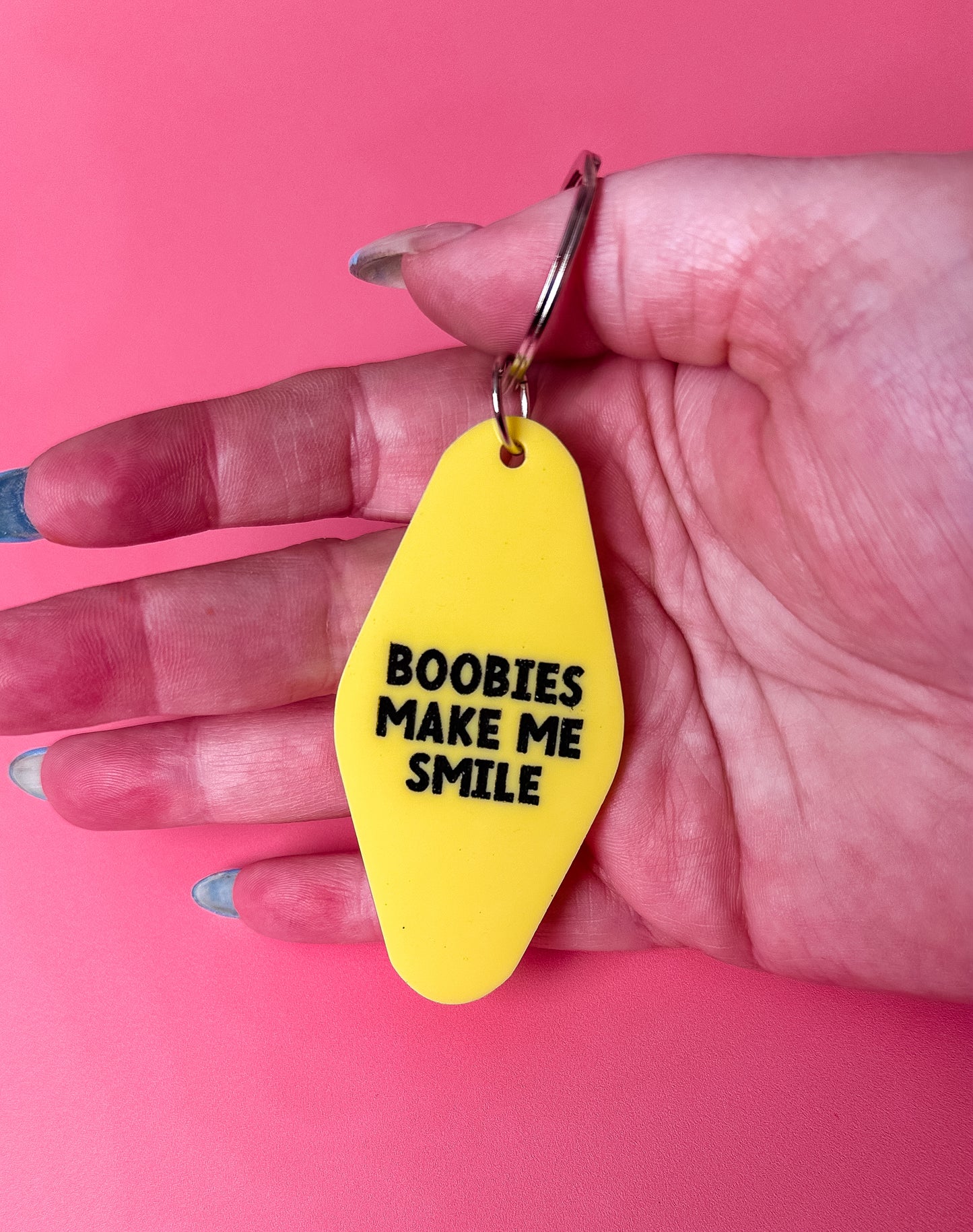 Boobies Make Me Smile Keychain