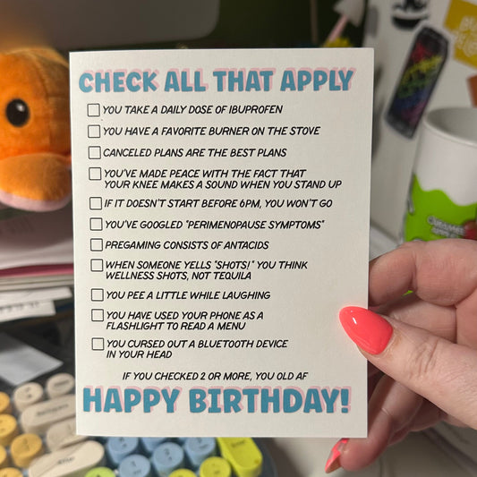 Old AF Checklist Birthday - Greeting Card