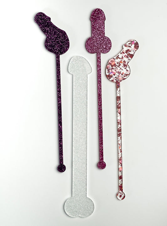 Glitter Penis Shape Drink Stirrers